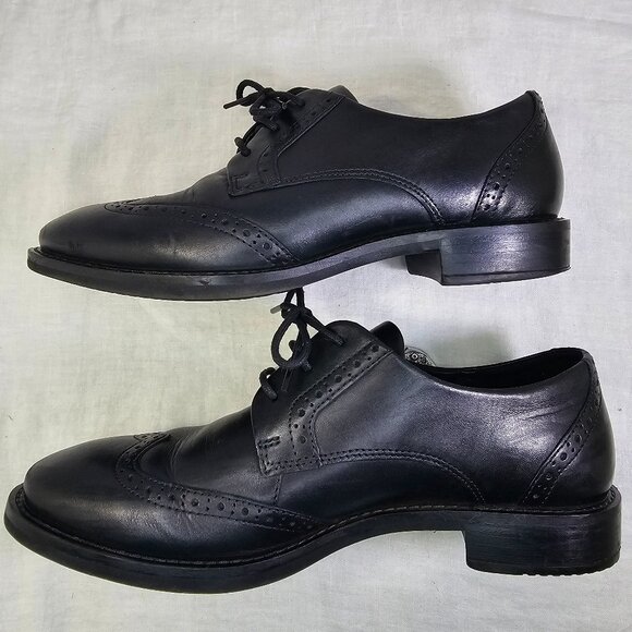 Ecco Sartorelle 25 Tailored Genuine Leather Classic Wingtip Derby Oxfords Shoes - Picture 3 of 11